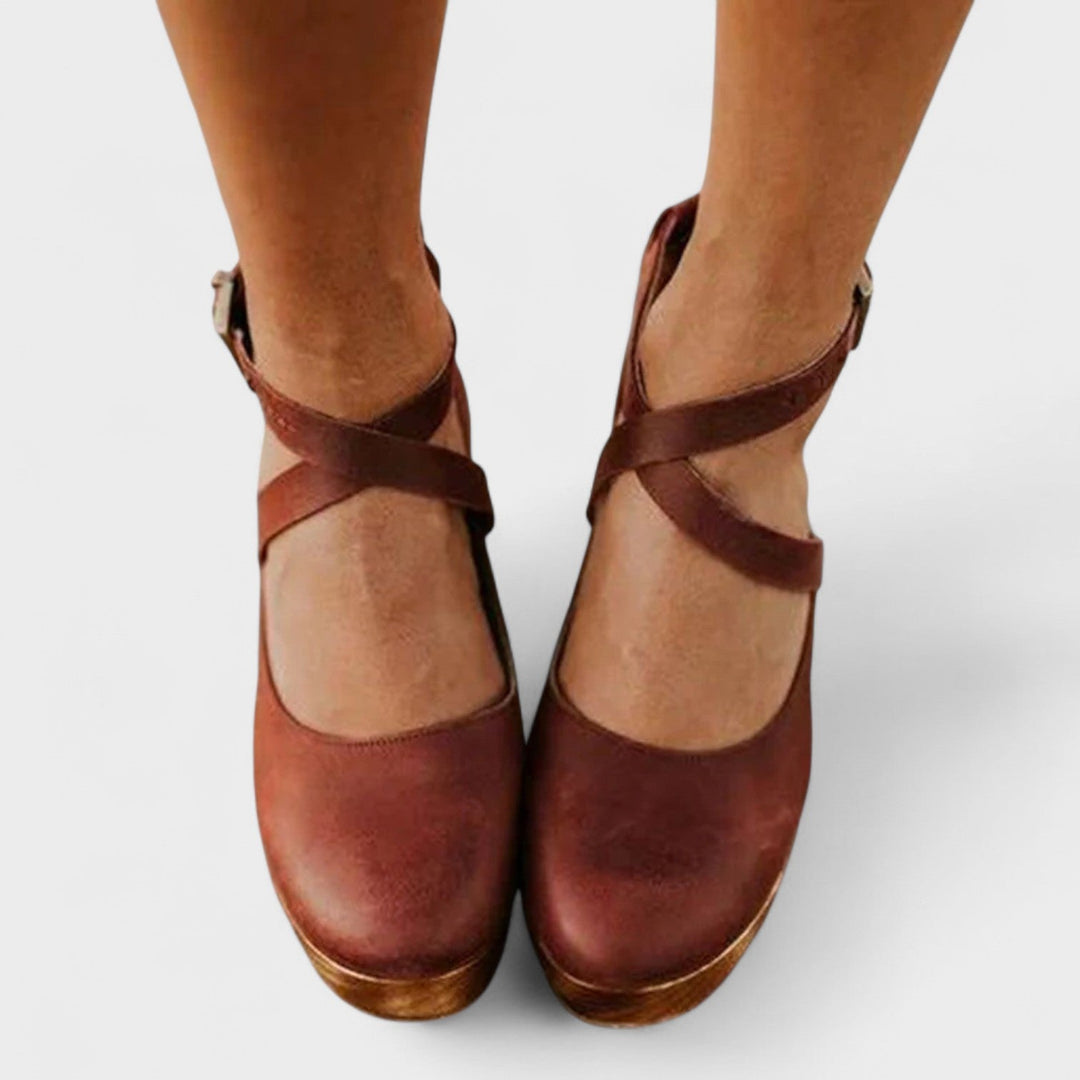 Women's Cross-Strap Platform Block Heels