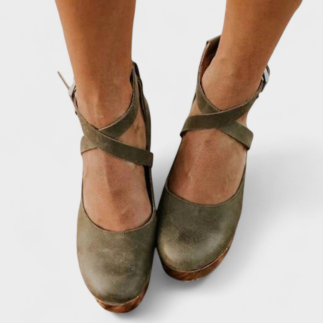 Women's Cross-Strap Platform Block Heels