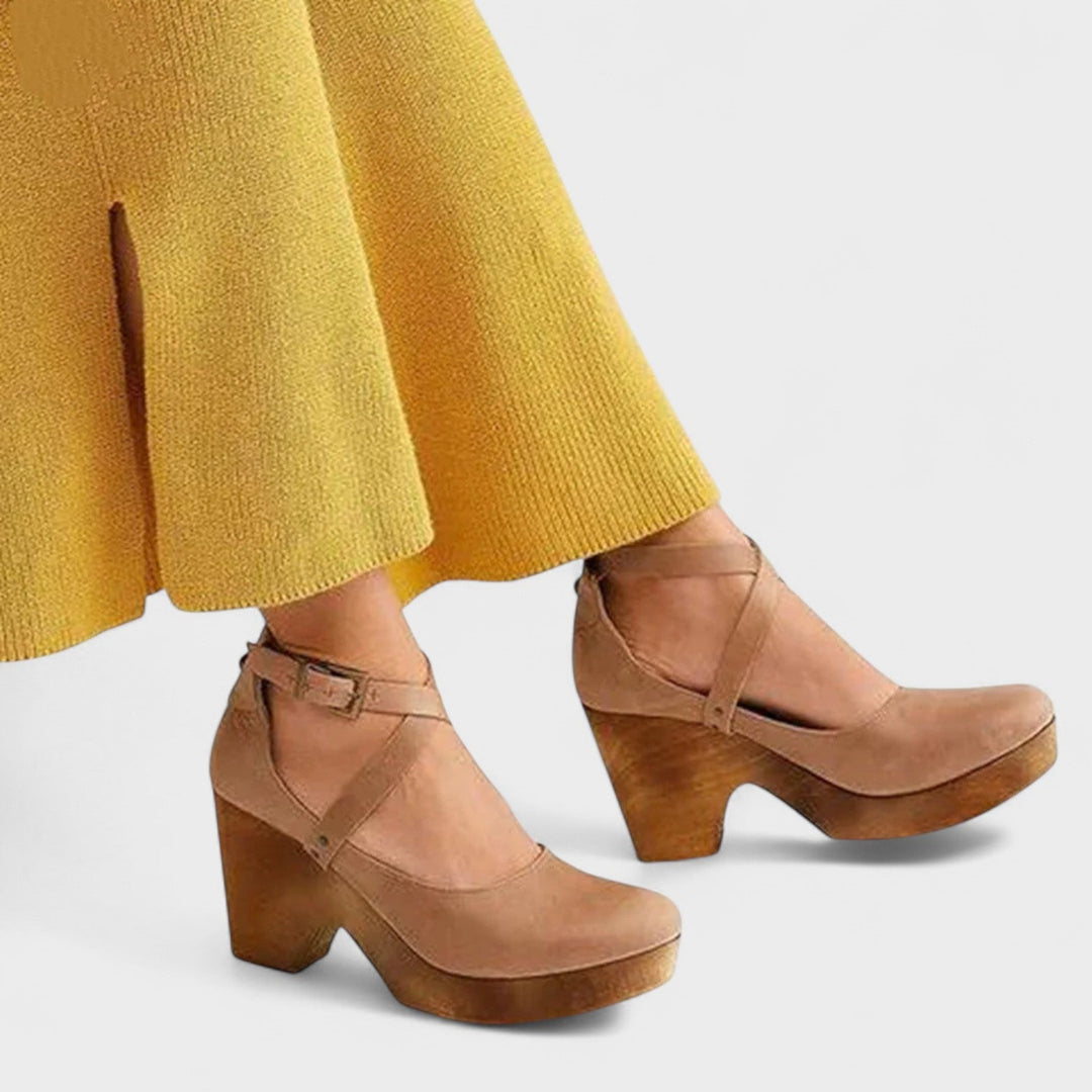 Women's Cross-Strap Platform Block Heels