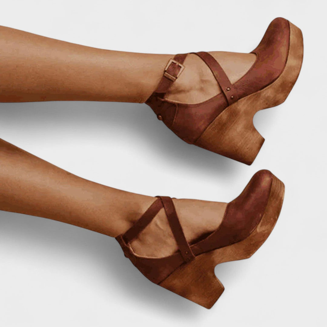 Women's Cross-Strap Platform Block Heels