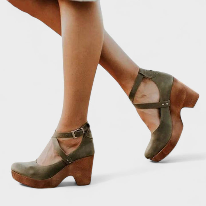 Women's Cross-Strap Platform Block Heels