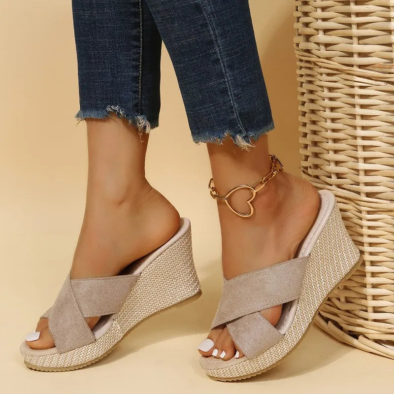 Women's Cross-Strap Wedge Sandals