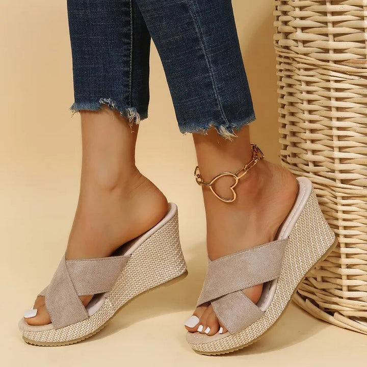 Women's Cross-Strap Wedge Sandals