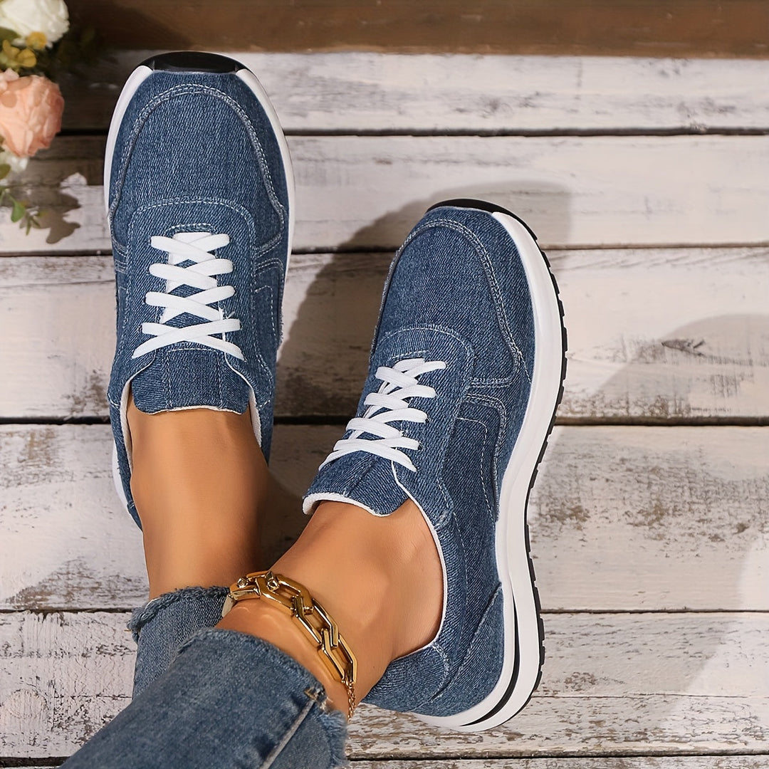 Women's Denim Lace-Up Sneakers