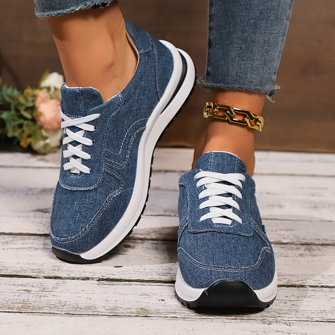 Women's Denim Lace-Up Sneakers
