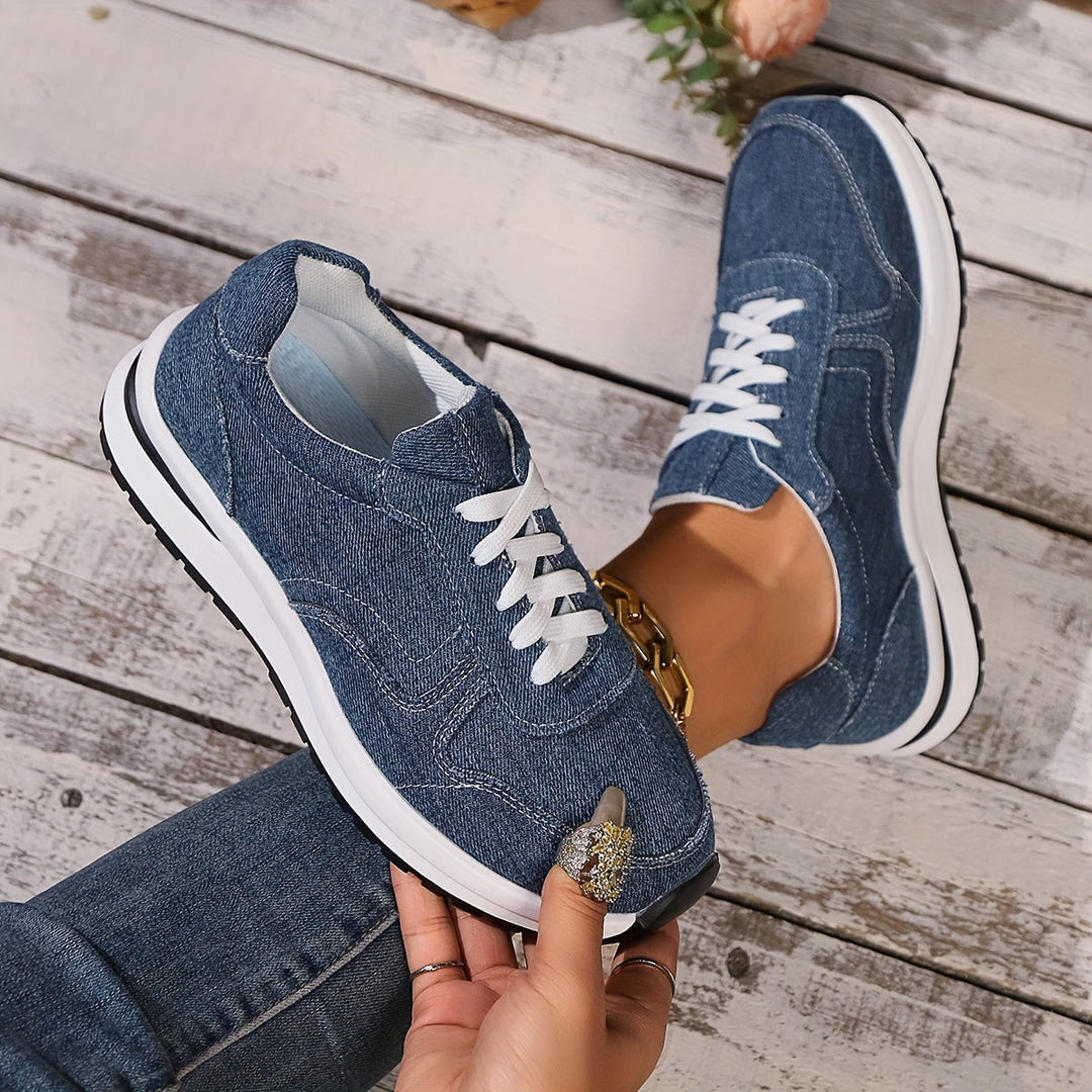 Women's Denim Lace-Up Sneakers