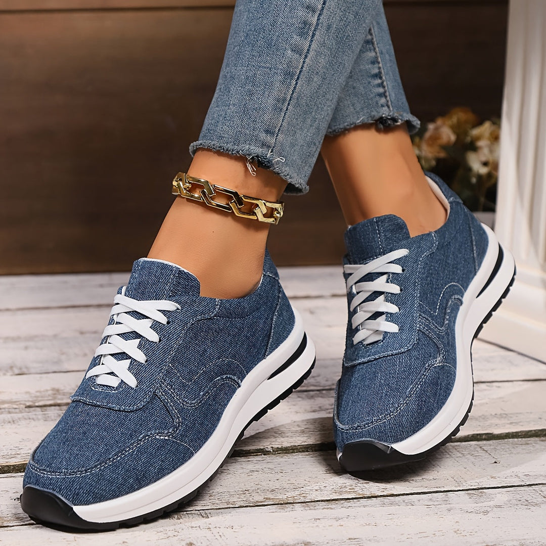 Women's Denim Lace-Up Sneakers