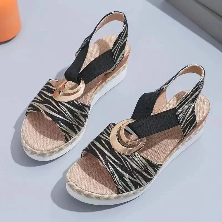 Women's Espadrille Platform Sandals with Metallic Hardware