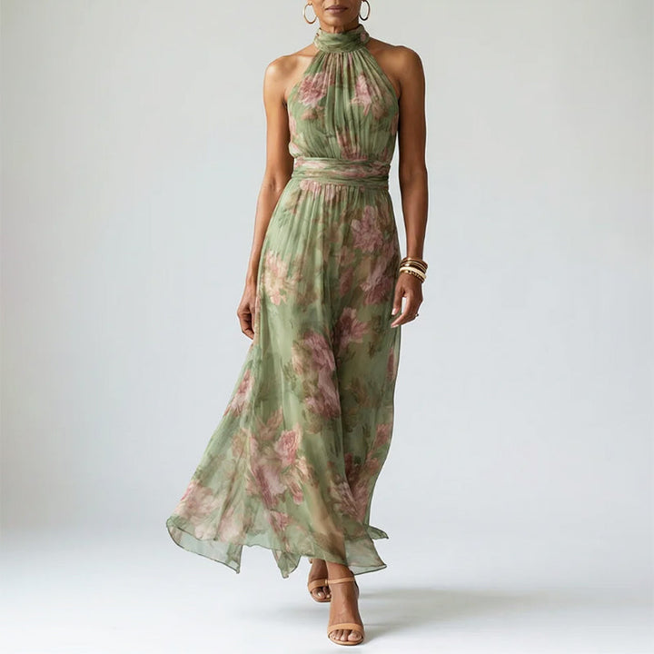 Women's Floral Halter Midi Dress