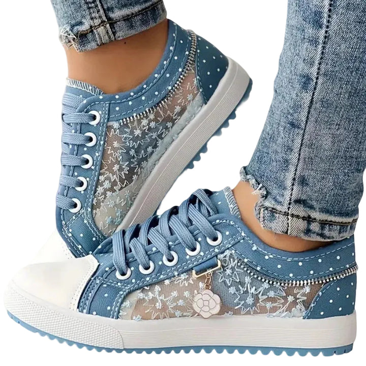 Women's Floral Lace Mesh Panel Sneakers