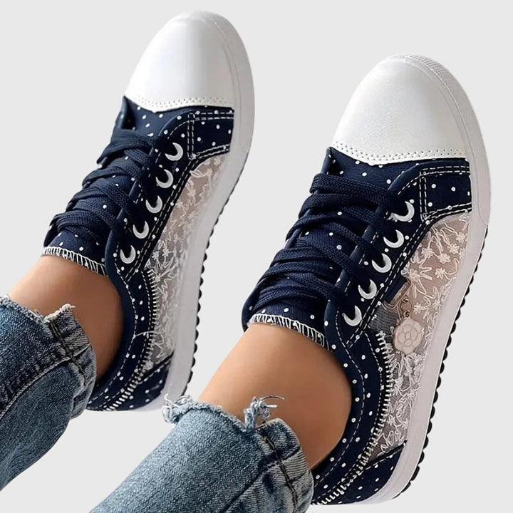 Women's Floral Lace Mesh Panel Sneakers