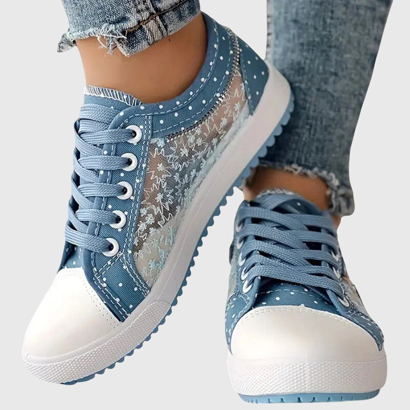 Women's Floral Lace Mesh Panel Sneakers