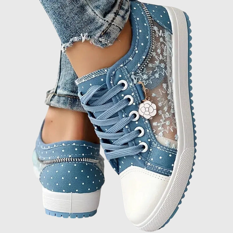 Women's Floral Lace Mesh Panel Sneakers