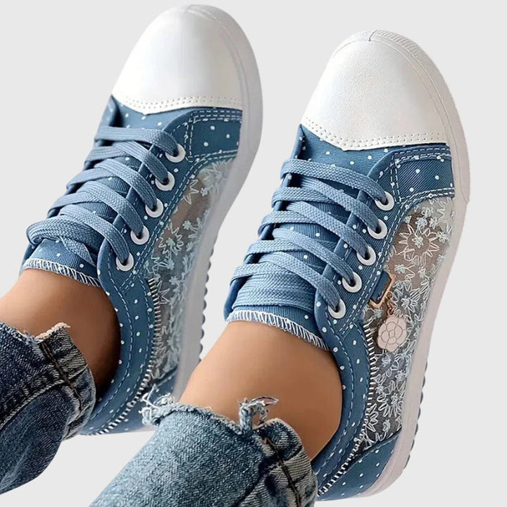 Women's Floral Lace Mesh Panel Sneakers
