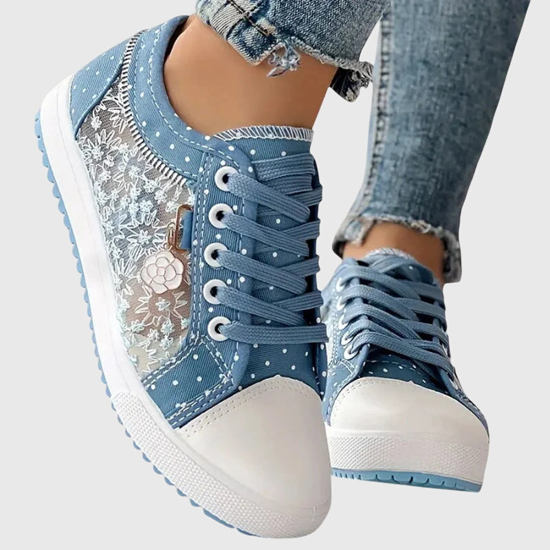 Women's Floral Lace Mesh Panel Sneakers