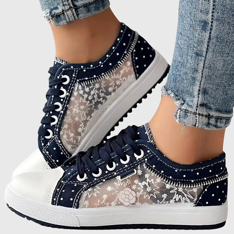 Women's Floral Lace Mesh Panel Sneakers