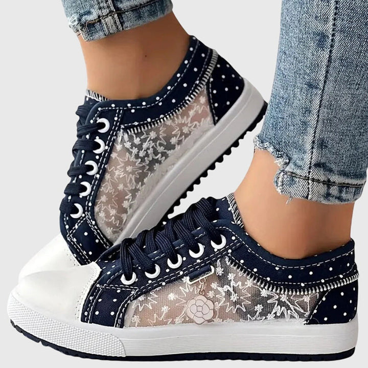 Women's Floral Lace Mesh Panel Sneakers