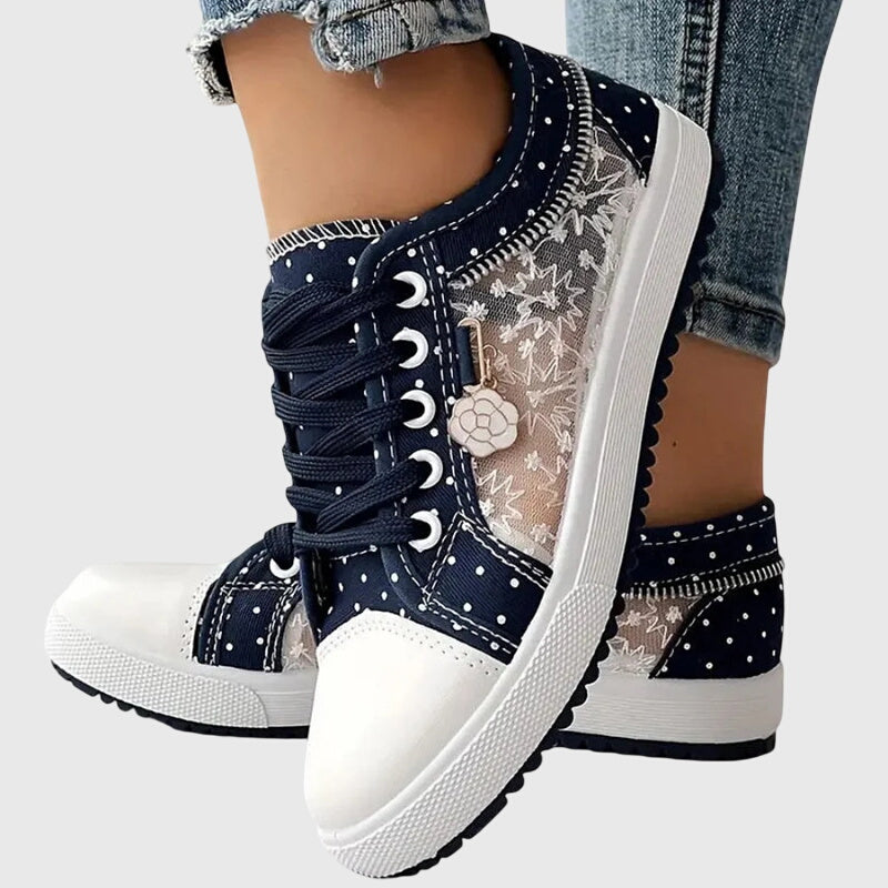 Women's Floral Lace Mesh Panel Sneakers