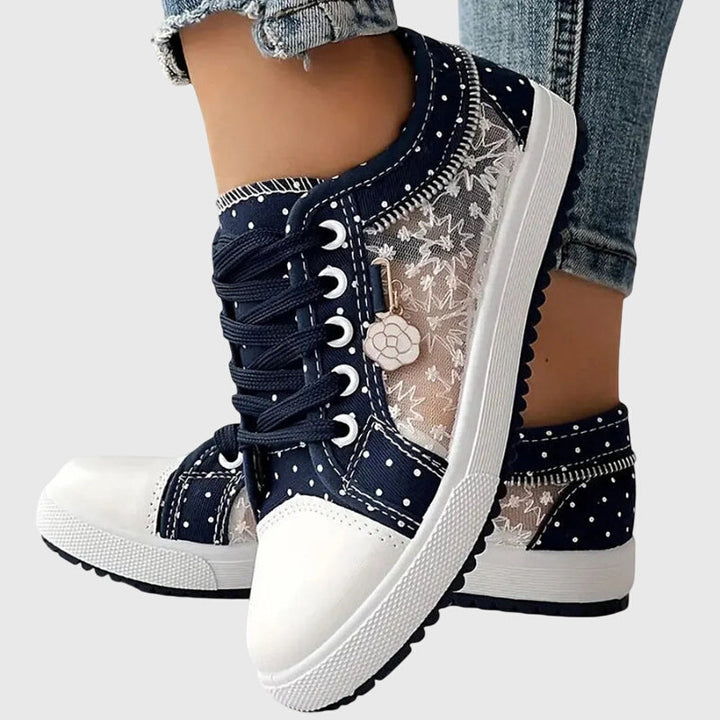 Women's Floral Lace Mesh Panel Sneakers