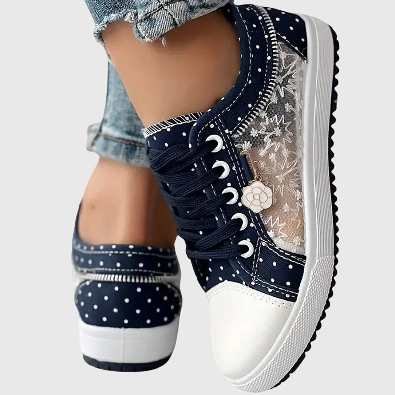 Women's Floral Lace Mesh Panel Sneakers