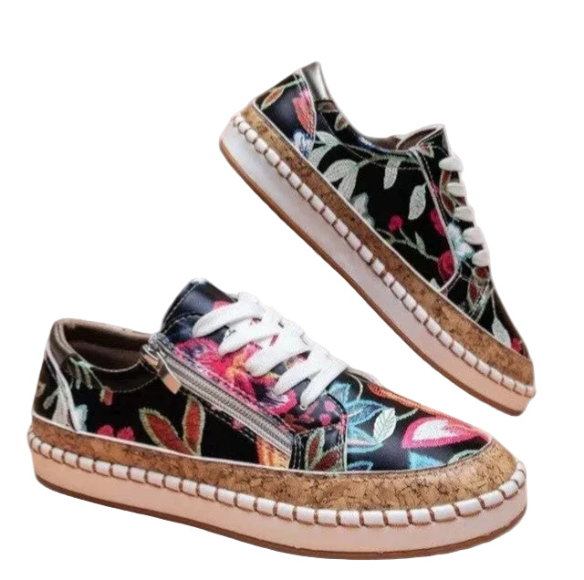 Women's Floral Print Lace-Up Espadrille Sneakers