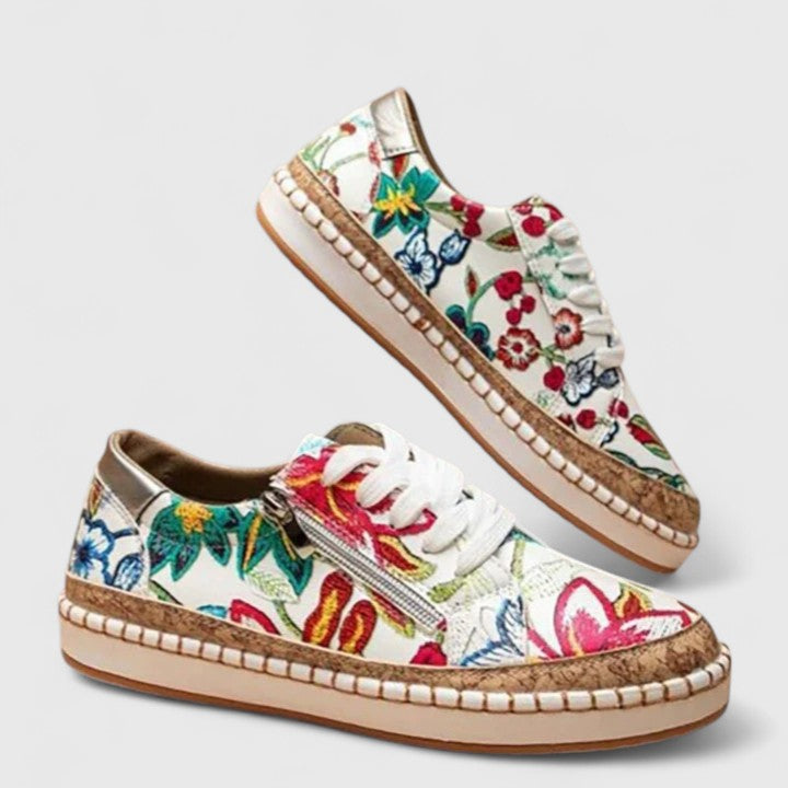 Women's Floral Print Lace-Up Espadrille Sneakers