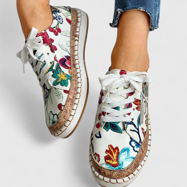 Women's Floral Print Lace-Up Espadrille Sneakers