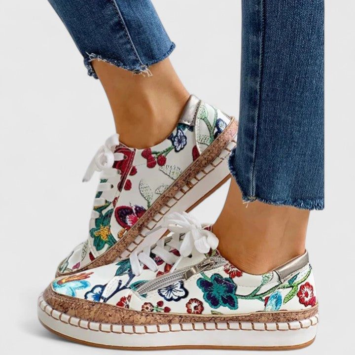 Women's Floral Print Lace-Up Espadrille Sneakers