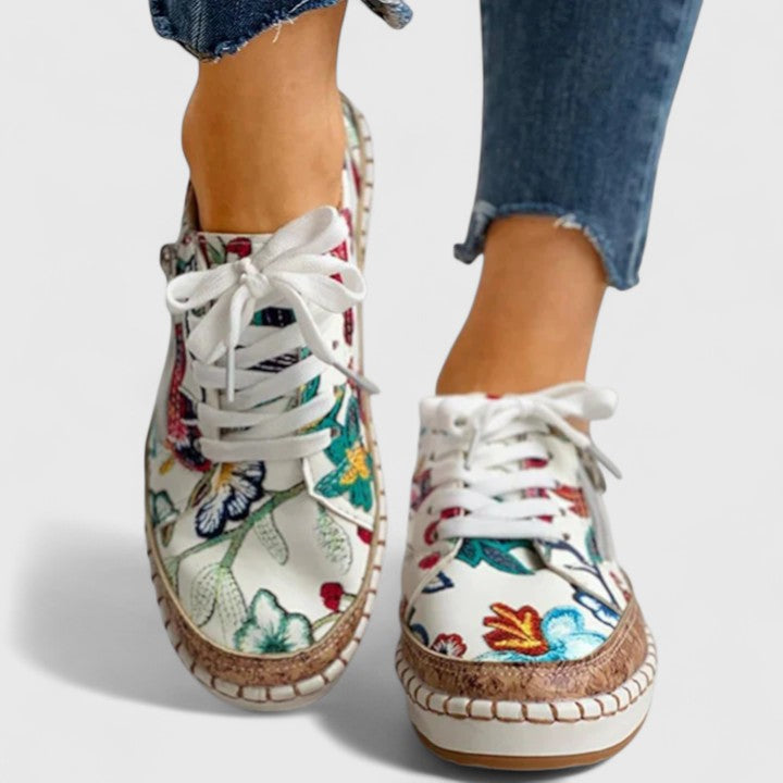 Women's Floral Print Lace-Up Espadrille Sneakers