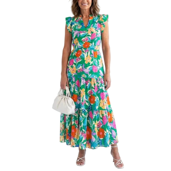 Women's Floral Tiered Midi Dress