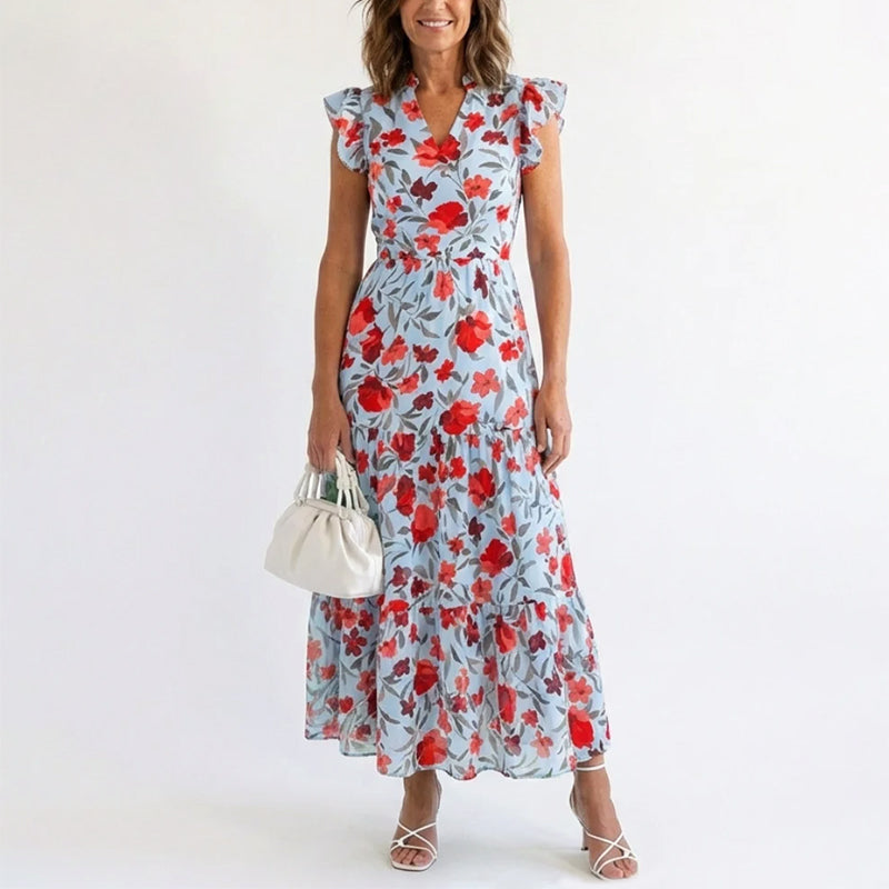 Women's Floral Tiered Midi Dress
