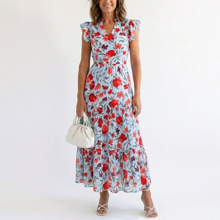 Women's Floral Tiered Midi Dress