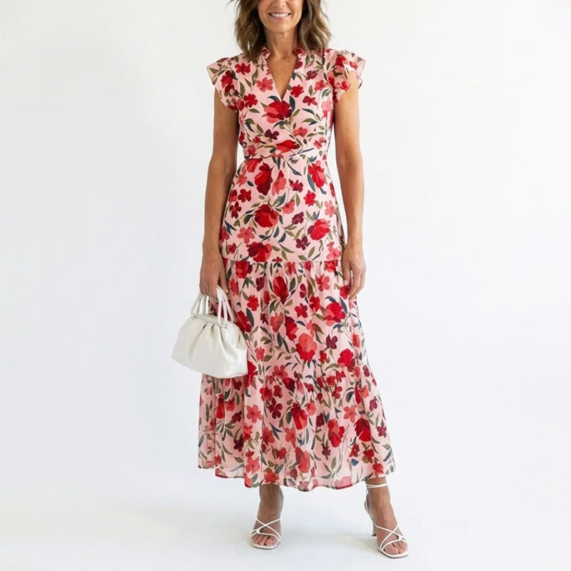Women's Floral Tiered Midi Dress