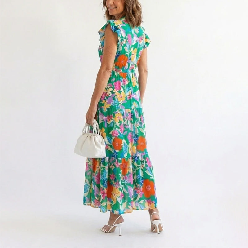Women's Floral Tiered Midi Dress