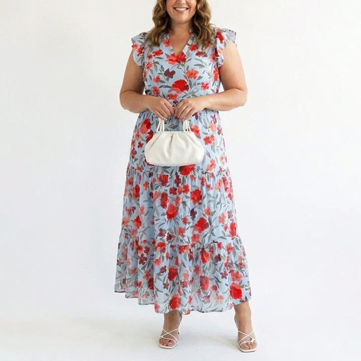 Women's Floral Tiered Midi Dress