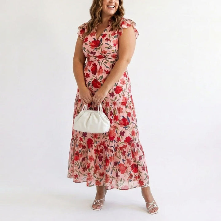 Women's Floral Tiered Midi Dress