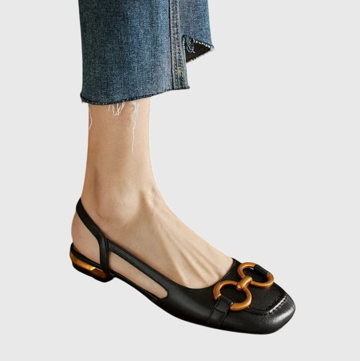 Women's Horsebit Slingback Flats with Low Block Heel