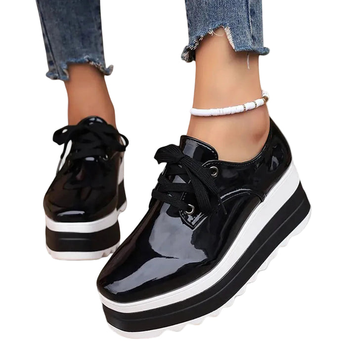 Women's Lace-Up Platform Derby Shoes with Square Toe