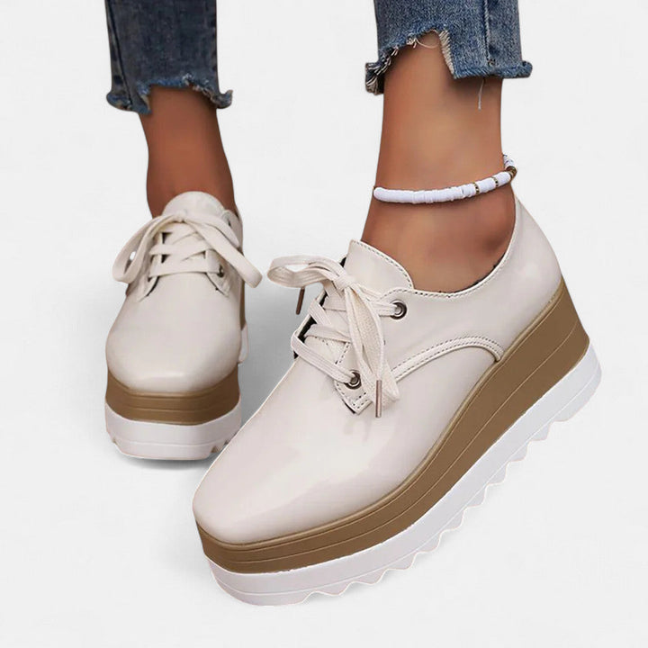 Women's Lace-Up Platform Derby Shoes with Square Toe