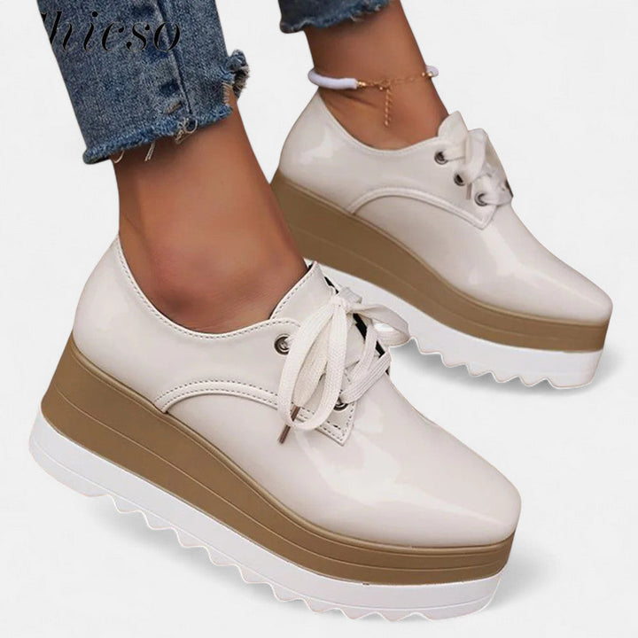 Women's Lace-Up Platform Derby Shoes with Square Toe