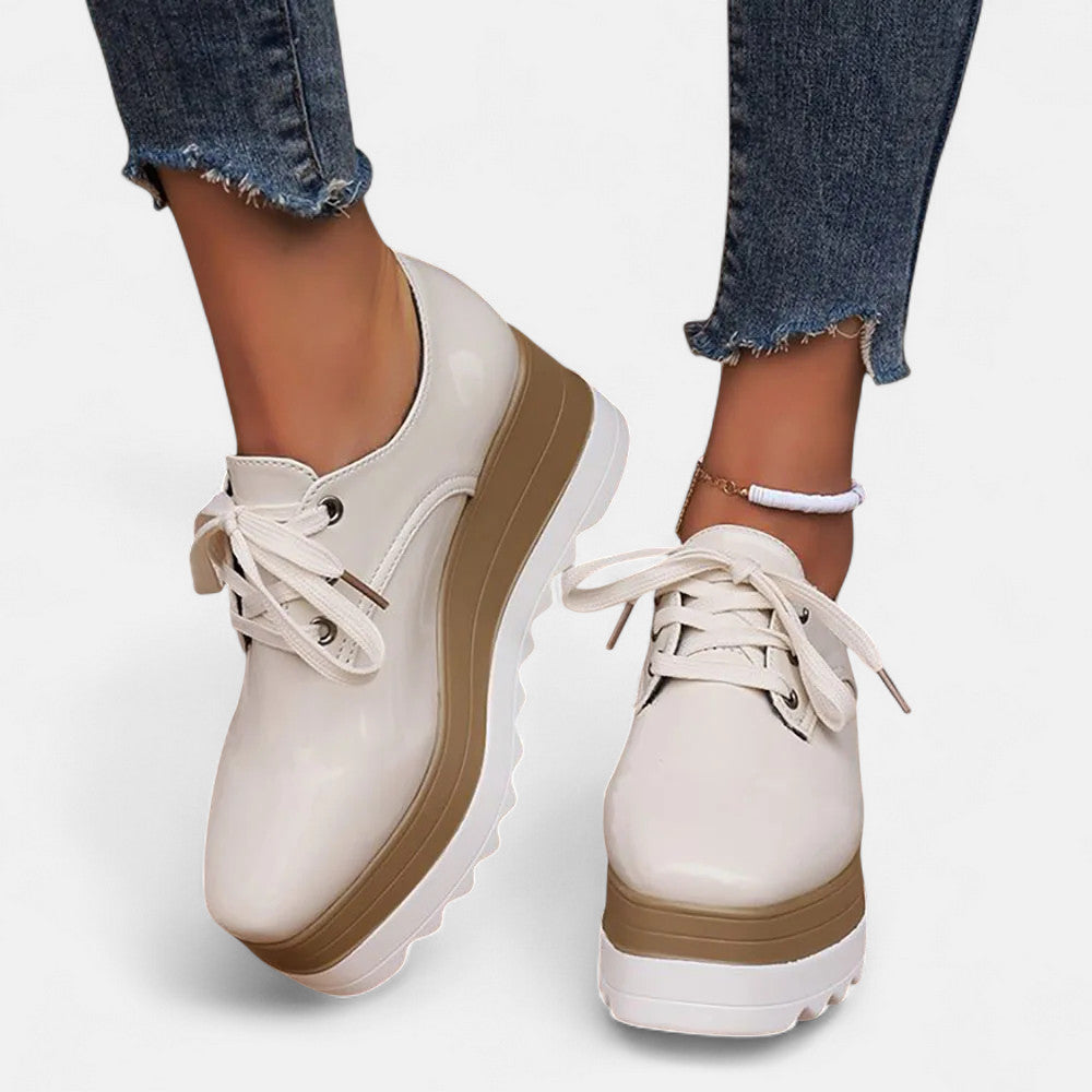 Women's Lace-Up Platform Derby Shoes with Square Toe