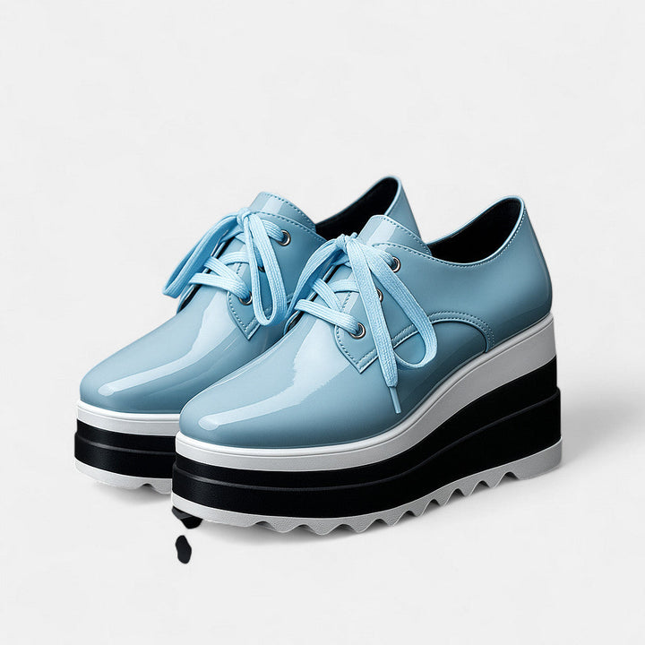 Women's Lace-Up Platform Derby Shoes with Square Toe