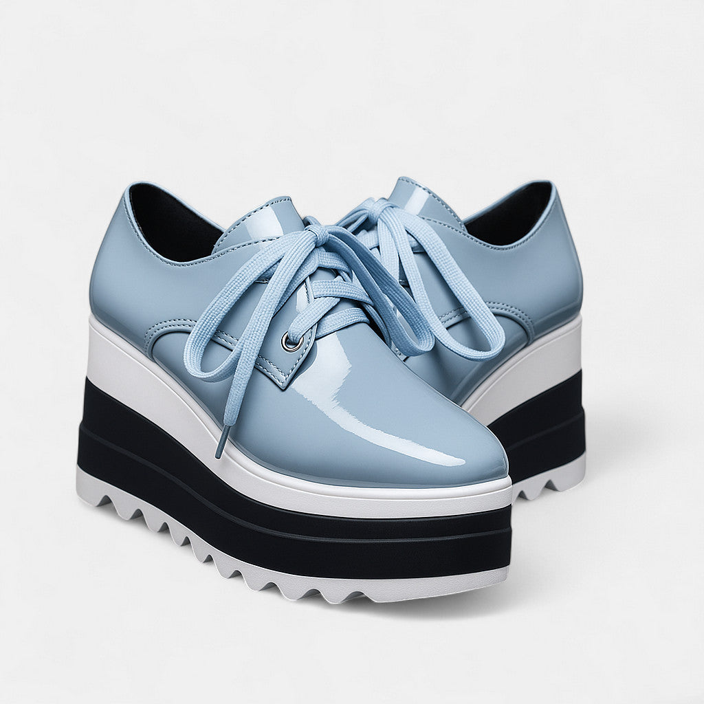 Women's Lace-Up Platform Derby Shoes with Square Toe