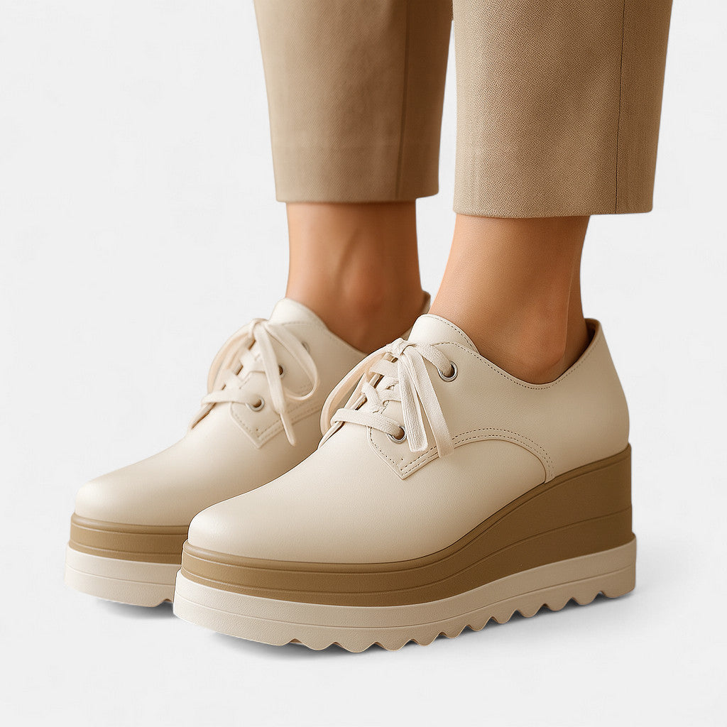 Women's Lace-Up Platform Derby Shoes with Square Toe