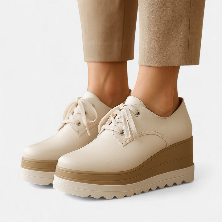 Women's Lace-Up Platform Derby Shoes with Square Toe