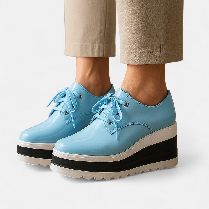 Women's Lace-Up Platform Derby Shoes with Square Toe