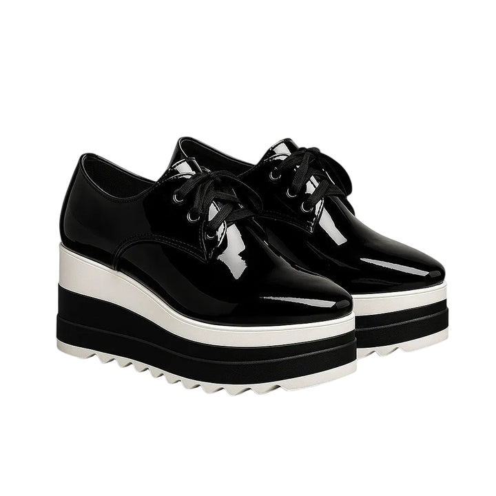 Women's Lace-Up Platform Derby Shoes with Square Toe
