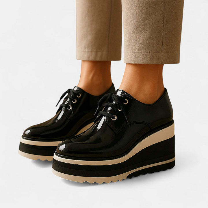 Women's Lace-Up Platform Derby Shoes with Square Toe