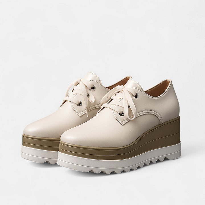 Women's Lace-Up Platform Derby Shoes with Square Toe