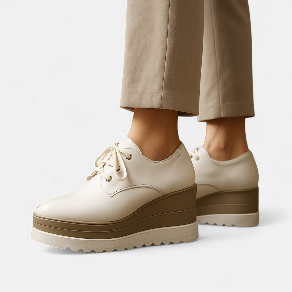Women's Lace-Up Platform Derby Shoes with Square Toe